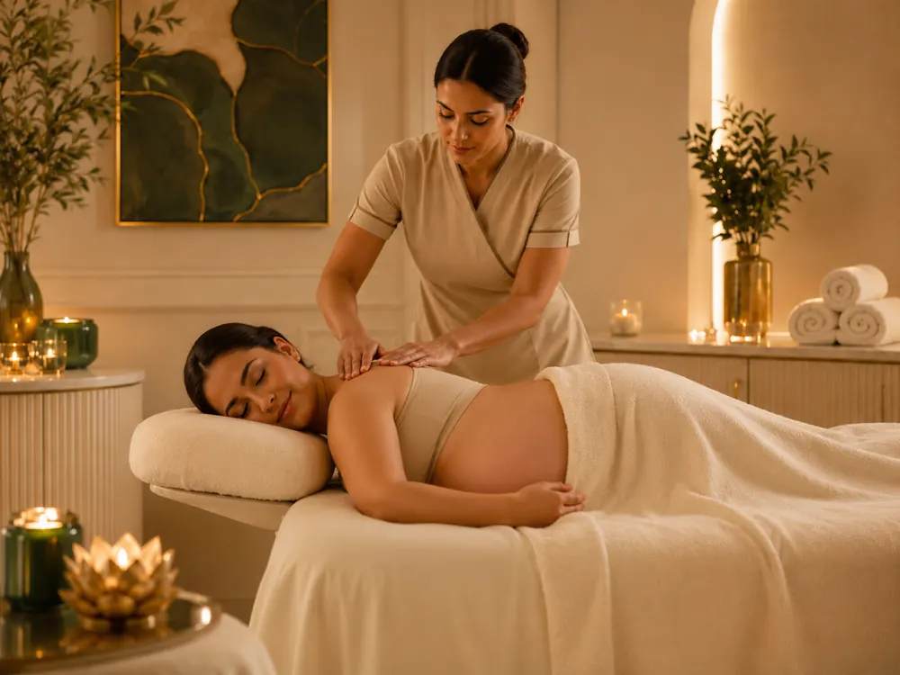 Post-pregnancy massage in a calm luxury spa room